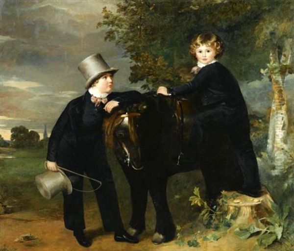 Portrait Of James Arthur Taylor And His Brother, John Samuel Oil Painting by Ramsay Richard Reinagle