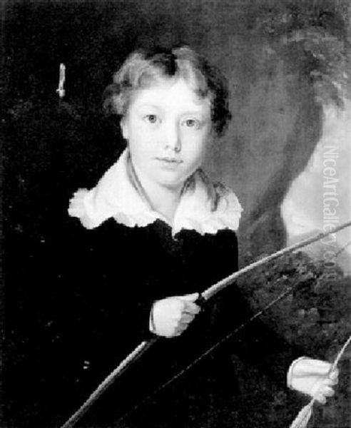 Portrait Of A Young Boy Holding A Bow Oil Painting by Ramsay Richard Reinagle