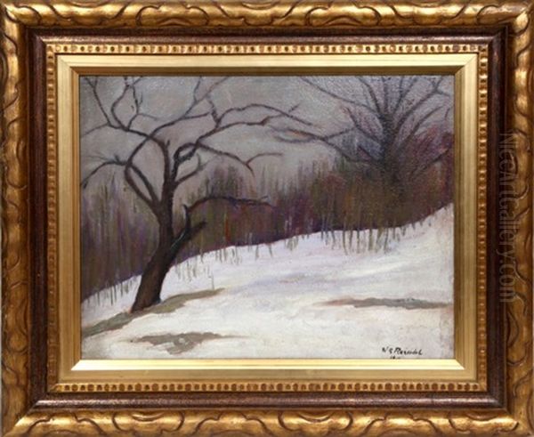 Winter Landscape Oil Painting by William George Reindel