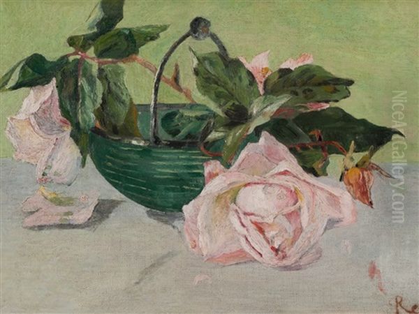 Still Life With Roses Oil Painting by Fritz Reiner