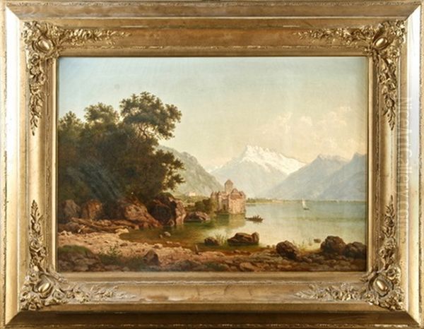 Ansicht Des Genfer Sees Mit Dem Chateau De Chillon Oil Painting by Raphael Carl Reinhard