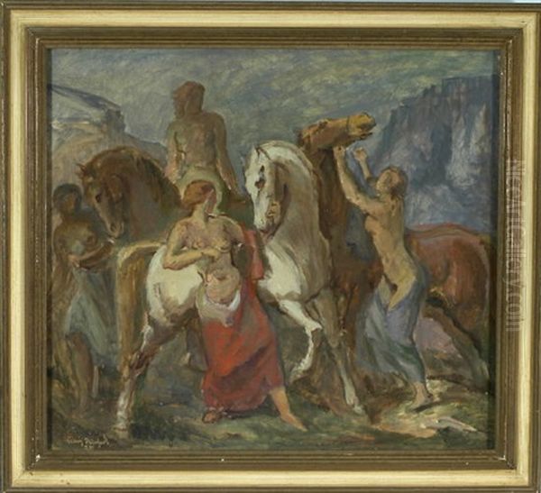 Mythologische Szene Mit Frauen Und Pferden Oil Painting by Franz Reinhardt the Elder