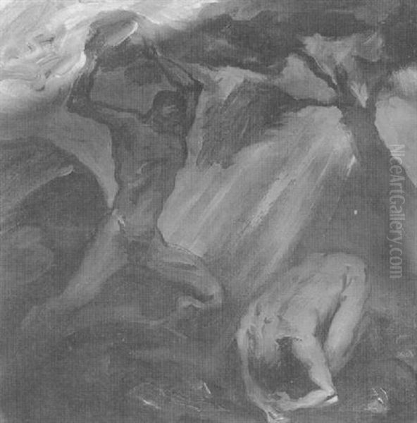 Cain And Abel Oil Painting by Franz Reinhardt the Elder