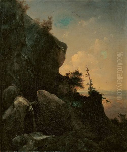 Einsiedler In Berglandschaft Oil Painting by Carl August Reinhardt