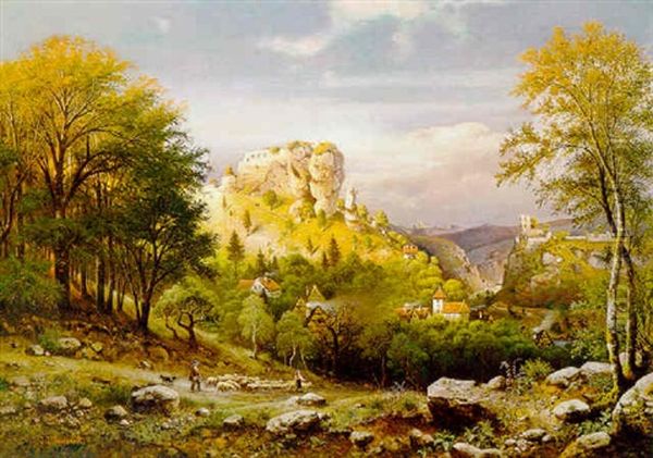 Blick Auf Streitberg In Franken Oil Painting by Johann Jacob Reinhardt