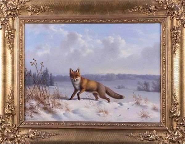 Fuchs In Winterlandschaft Oil Painting by Wilhelm Reinhardt