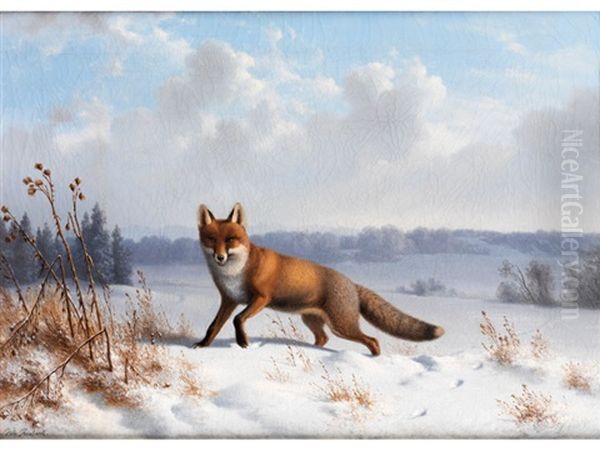 Fuchs In Winterlandschaft Oil Painting by Wilhelm Reinhardt