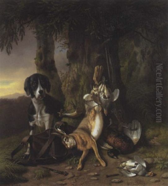 Jagdhund Am Waldrand Oil Painting by Wilhelm Reinhardt