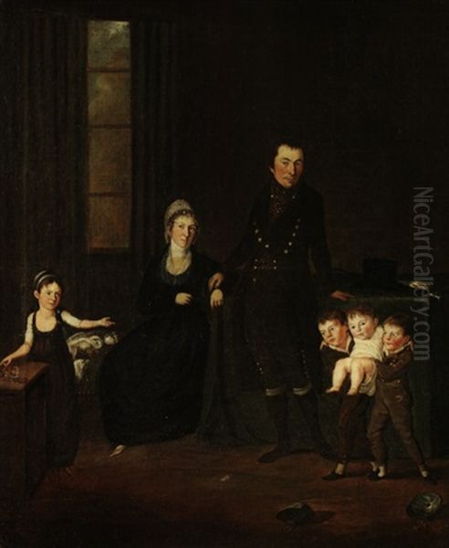 Portrat Einer Sechskopfigen Familie In Interieur Oil Painting by Joseph Reinhart