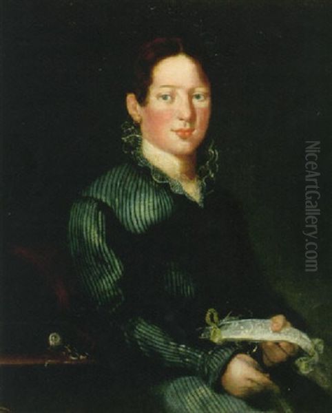 Portrat Einer Frau Mit Handarbeit Oil Painting by Joseph Reinhart