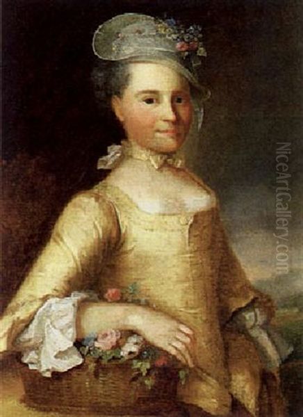 Bildnis Einer Dame Mit Blumenkorb Oil Painting by Joseph Reinhart