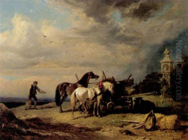 Rast Des Fuhrwerkers Oil Painting by Friedrich Reinhold the Younger