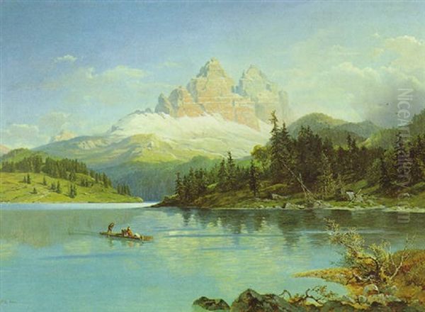 Der Misurinasee In Sudtirol Oil Painting by Friedrich Reinhold the Younger