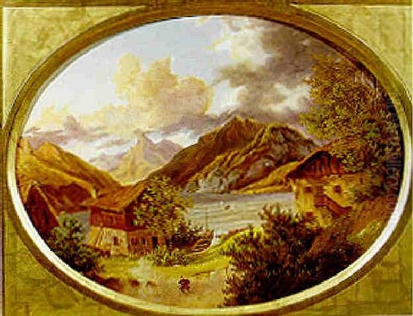 Partie Bei Ebensee Oil Painting by Friedrich Reinhold the Younger