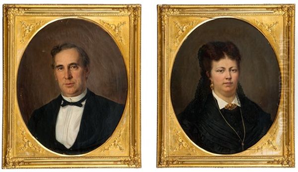 Senator Alexander Frey And His Wife Oil Painting by Bernhard Reinhold