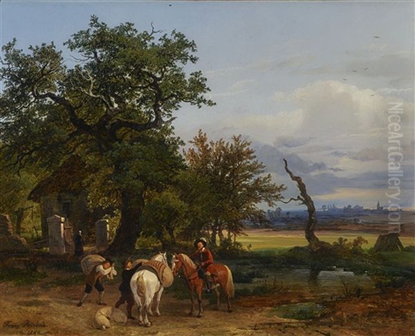 Landscape With Rider Oil Painting by Franz Reinhold