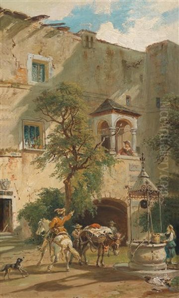 Innenhof Von Schlos Seebenstein Oil Painting by Franz Reinhold