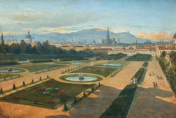 Der Schlosspark Von Schonbrunn (+ Blick Auf Das Untere Belvedere; Pair) Oil Painting by Franz Reinhold