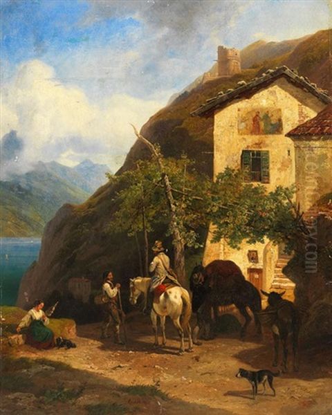 Beim Aufbruch Oil Painting by Franz Reinhold