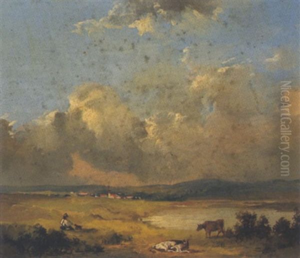 Eine Landschaft In Niederosterreich Oil Painting by Franz Reinhold