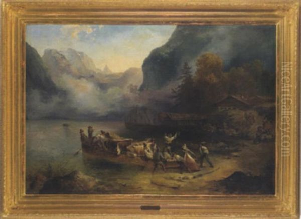 Die Einschiffung Am Konigssee Oil Painting by Franz Reinhold