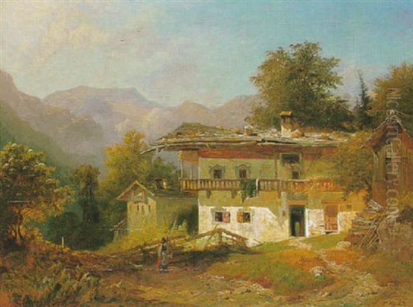 Gebirgsdorf Oil Painting by Franz Reinhold