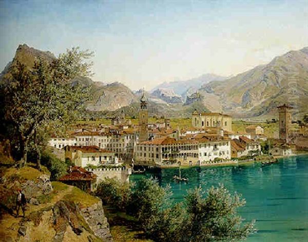 Riva On Lake Garda Oil Painting by Franz Reinhold