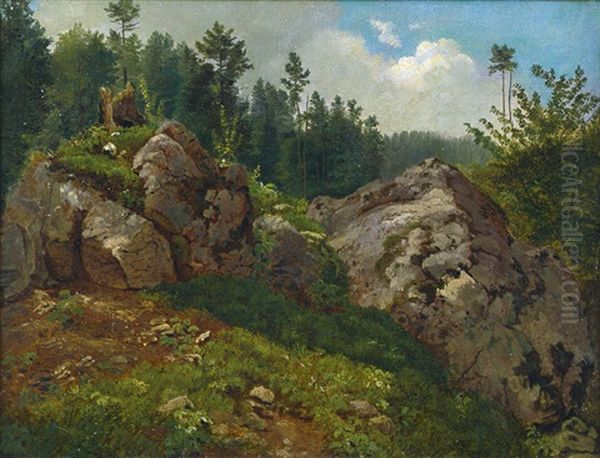 Waldlandschaft Mit Felsblocken Oil Painting by Friedrich Philip Reinhold