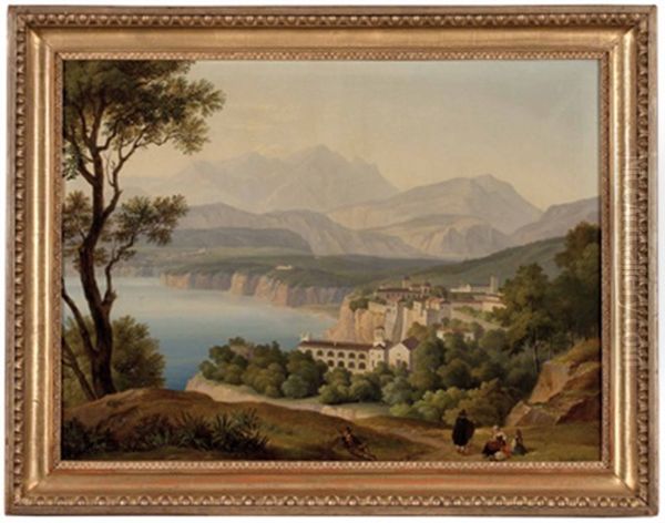 Blick Auf Die Klosteranlage In Sorrent Mit Wanderern Oil Painting by Friedrich Philip Reinhold