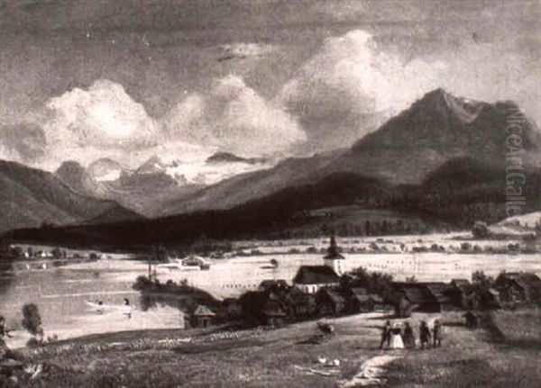 Altaussee Mit Dem Dachsteinmassiv Im Hintergrund Oil Painting by Friedrich Philip Reinhold