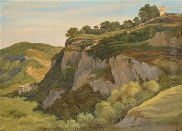 Landschaft Oberhalb Von Subiaco Oil Painting by Heinrich Reinhold