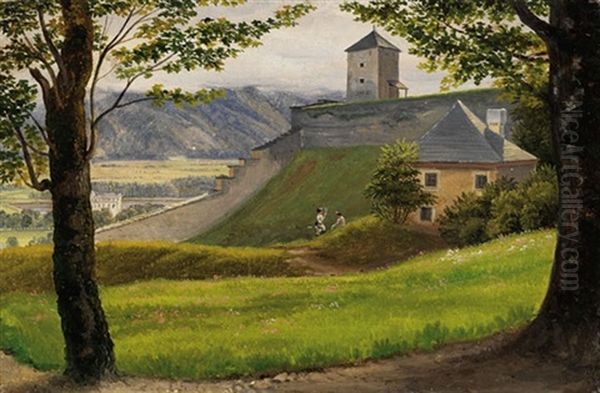 Der Falkenturm Auf Dem Monchsberg Bei Salzburg Oil Painting by Heinrich Reinhold