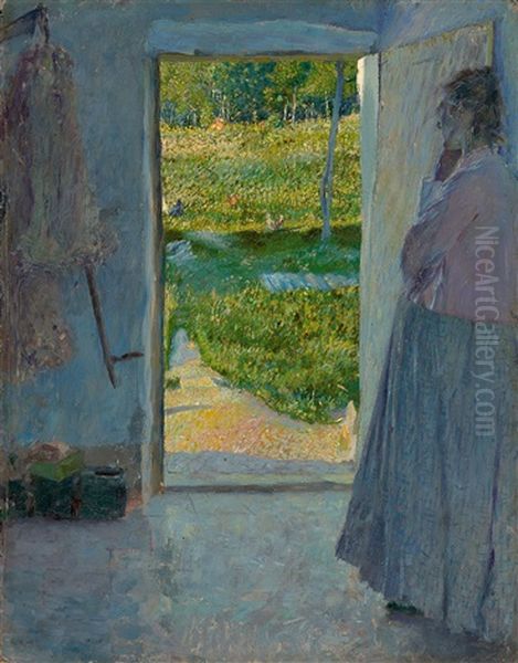 View Out Onto A Summer Garden Oil Painting by Rene Reinicke