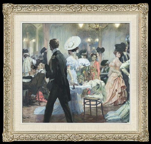 Masks Ball Scene Oil Painting by Rene Reinicke