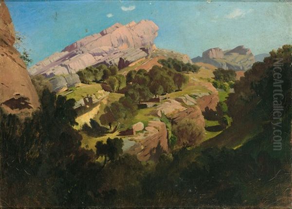 Besonnte Landschaft Auf Der Schwabischen Alb Oil Painting by Ernst Otto Reiniger