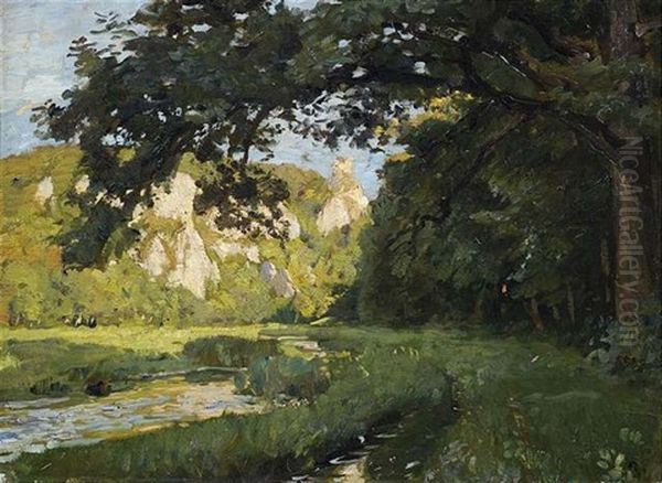 Sommerliche Landschaft (bei Buttenhausen?) Oil Painting by Otto Reiniger