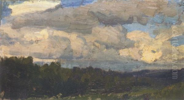 Landschaft Mit Wolken Oil Painting by Otto Reiniger