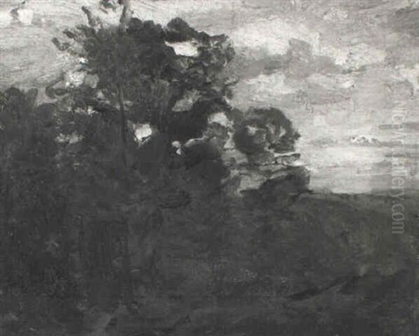 Wald Im Sp,therbst Mit Aufziehenden Wolken Oil Painting by Otto Reiniger