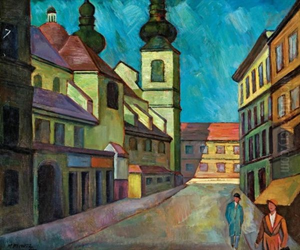 Schlosselgasse Mit Alserkirche In Wien Oil Painting by Maximilian Reinitz