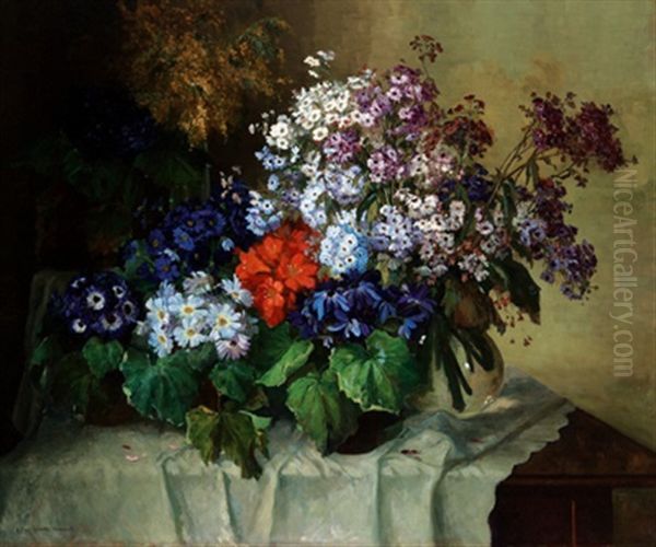 Cenerarien (blumen) Oil Painting by Ella von Reinol-Werner