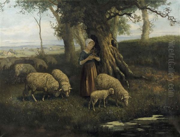 Ein Schoner Fruhlingstag Oil Painting by Franz August Reisch