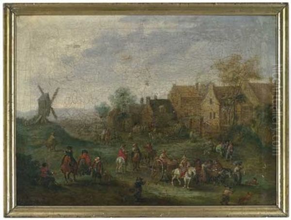 Bauern Mit Ihren Waren Auf Dem Weg Zur Stadt Oil Painting by Josef Anton Reiser