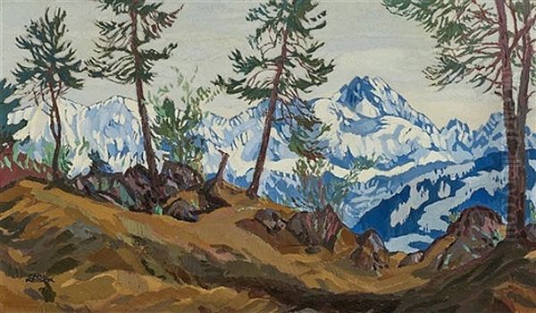 A View Of The Dreitorspitze Oil Painting by Carl Reiser