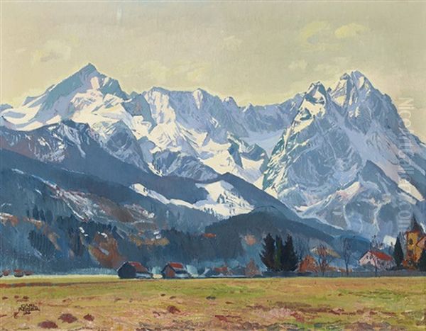 Wettersteingebirge Mit Zugspitze Oil Painting by Carl Reiser