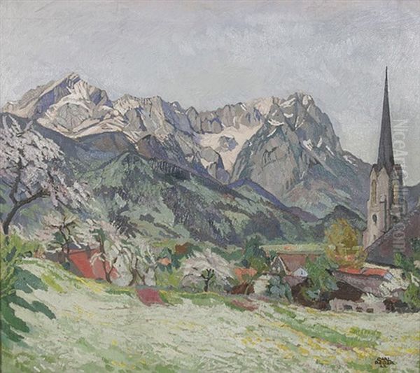 Fruhling In Partenkirchen Oil Painting by Carl Reiser