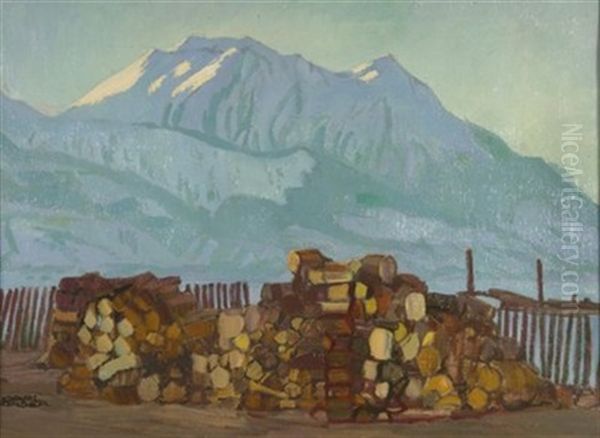 Blick Vom Wallgau Zum Karwendel Oil Painting by Carl Reiser