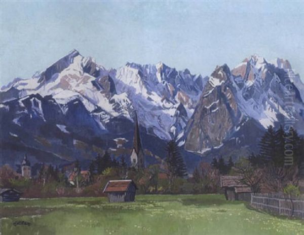 Partenkirchen Oil Painting by Carl Reiser