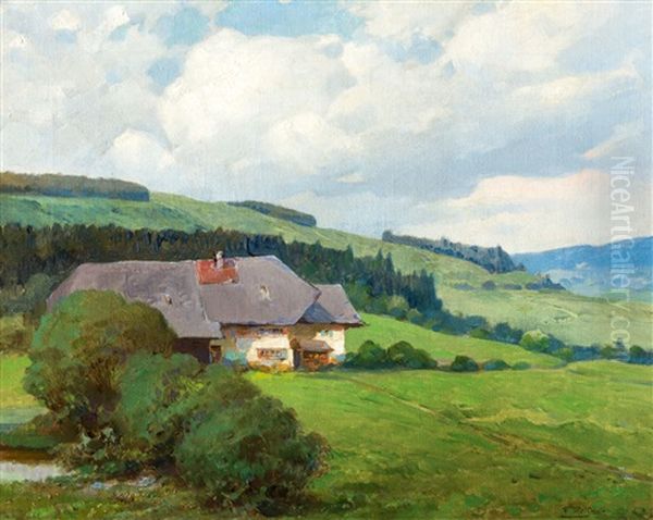 Schwarzwaldhaus An Einem Sommertag Oil Painting by Fritz Reiss