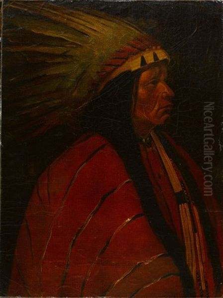 Portrait Of An Indian Cheif Oil Painting by Winold Reiss