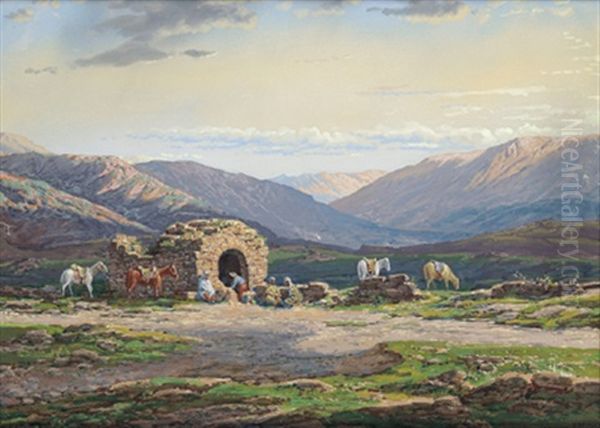 Motiv Aus Dem Syrischen Hochland Oil Painting by Karoly Miksa Reissmann